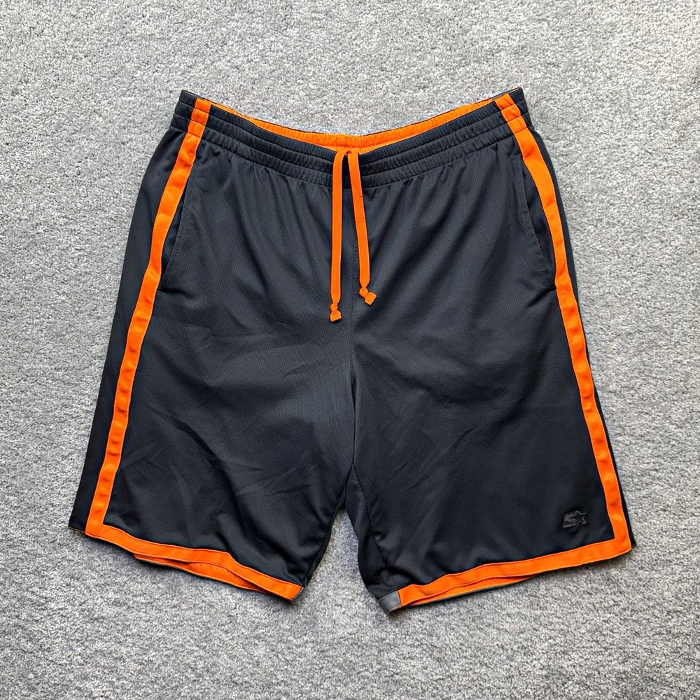 Vintage Starter Reversible Mesh Athletic Basketball Shorts Gray Orange Men's L